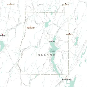 Vector City Maps USA Prints: MA Hampden Holland Vector Road Map