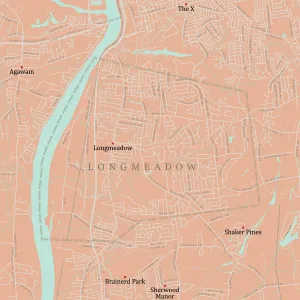 Vector Cartography Design Prints: MA Hampden Longmeadow Vector Road Map
