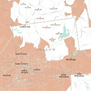 Vector City Maps USA Prints: MA Hampden Ludlow Vector Road Map
