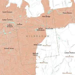 Vector Cartography Design Prints: MA Hampden Wilbraham Vector Road Map