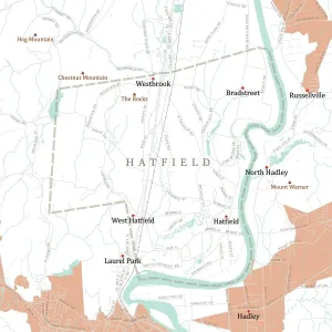 Digital Cartography Design Prints: MA Hampshire Hatfield Vector Road Map