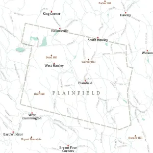 Massachusetts County Map Prints: MA Hampshire Plainfield Vector Road Map