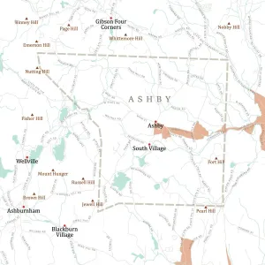 Massachusetts County Map Prints: MA Middlesex Ashby Vector Road Map