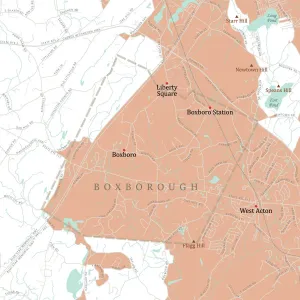 Digital City Maps USA Prints: MA Middlesex Boxborough Vector Road Map