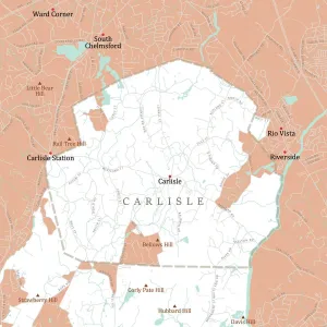 Massachusetts County Map Prints: MA Middlesex Carlisle Vector Road Map