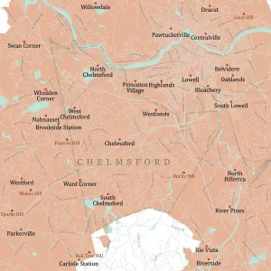 Massachusetts Vector Map Prints: MA Middlesex Chelmsford Vector Road Map