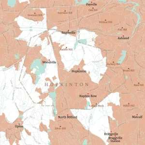 MA Middlesex Hopkinton Vector Road Map Print