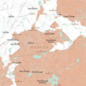 Massachusetts County Map Prints: MA Middlesex Hudson Vector Road Map