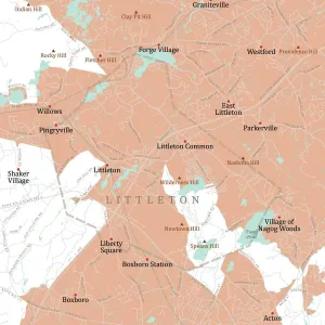 Vector Cartography Design Prints: MA Middlesex Littleton Vector Road Map