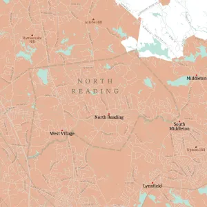 Vector City Maps USA Prints: MA Middlesex North Reading Vector Road Map