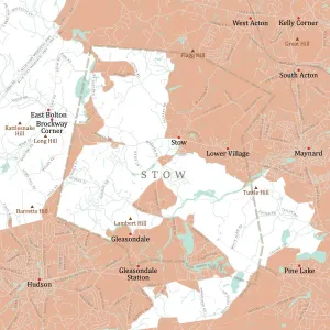 Massachusetts County Map Prints: MA Middlesex Stow Vector Road Map