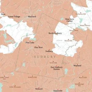 Vector Cartography Design Prints: MA Middlesex Sudbury Vector Road Map
