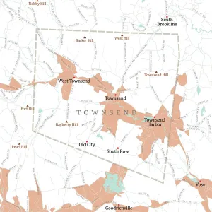 Massachusetts County Map Prints: MA Middlesex Townsend Vector Road Map