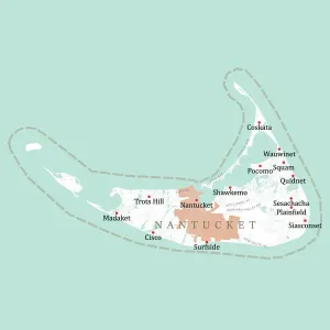 Digital Cartography Design Prints: MA Nantucket Vector Road Map