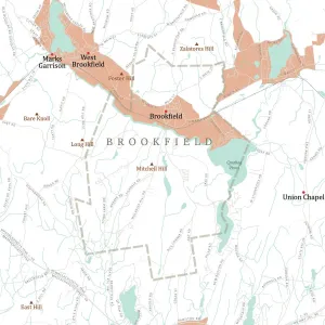 Massachusetts Vector Map Prints: MA Worcester Brookfield Vector Road Map