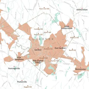 Worcester, MA Vector Road Map Print