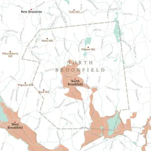 Massachusetts Vector Map Prints: MA Worcester North Brookfield Vector Road Map
