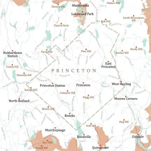 Massachusetts Vector Map Prints: MA Worcester Princeton Vector Road Map