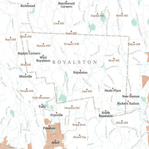 MA Worcester Royalston Vector Road Map Print