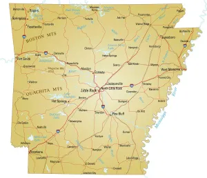 US State Maps For Sale Prints: Map of Arkansas