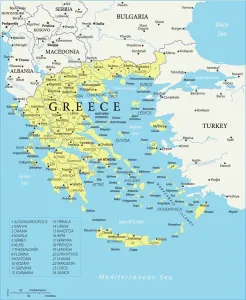Map of Greece Vector Print - Reference Map Illustration