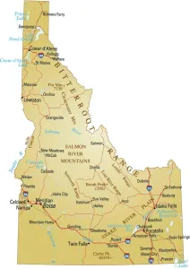 Idaho Map Print Vector Illustration Reference