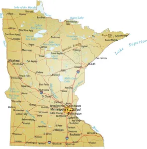 Minnesota Reference Map Print Vector Illustration