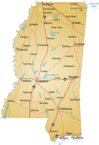 Mississippi Vector Map Print Reference Illustration