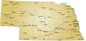 Nebraska Reference Map Print Vector Illustration