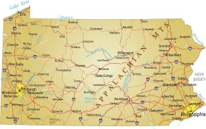 Pennsylvania Map Print - Vector Reference Illustration