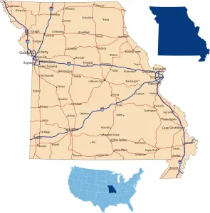 Reference Maps For Design Prints: Missouri road map