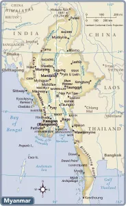 Prints of 2011 edition Myanmar Prints: Myanmar Country Map Print (Reference Maps, 2011 Edition)