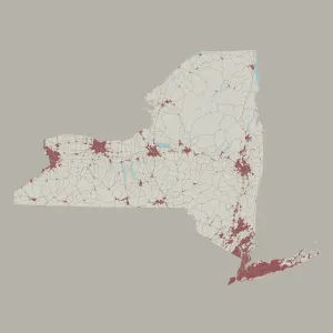 New York State US Road Map Print Vector Illustration
