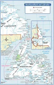 Newfoundland and Labrador Provincial Map Print Reference