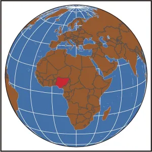 Africa Country Maps Prints: Nigeria locator map