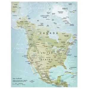North America Map Vector Print - Public Domain Illustration