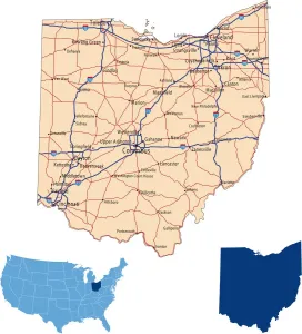 Vintage Ohio Road Map Illustration Reference Print