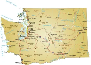 Washington State Reference Map Vector Print
