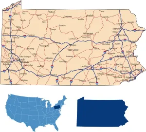 Pennsylvania Road Map Print - Reference Maps