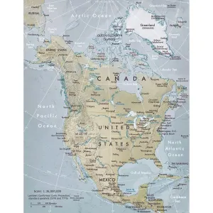 Physical Map of North America Print - Vector Illustration