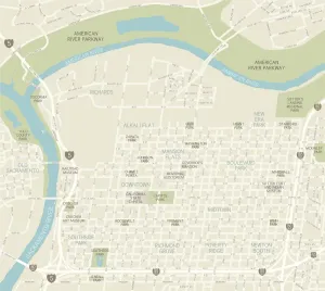 Sacramento Downtown Map Print: Detailed Reference Map