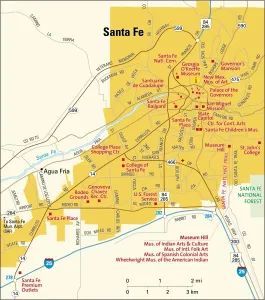 Vintage Style Maps Online Prints: Santa Fe area map