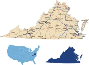 Reference Maps For Design Prints: Virginia road map