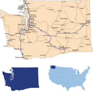 Reference Maps For Design Prints: Washington road map