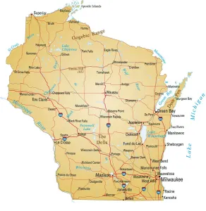 Map Illustrations For Sale Prints: Wisconsin