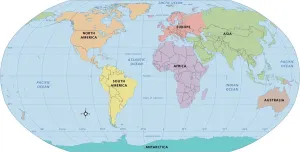 2011 World Map Print with Continent Labels