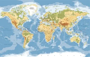 Customizable Reference Maps Prints: World Map Physical Vector