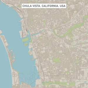 Geological Map Prints: Chula Vista California City Street Map Print 1:60,000 Scale