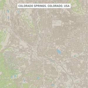 Geological Map Prints: Colorado Springs City Street Map Print, Scale 1:60,000