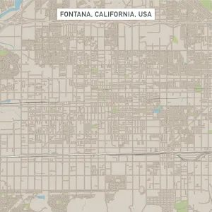 Geological Map Prints: Fontana, California City Street Map Print (1:60,000)